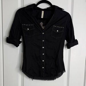 Black Studded Women's Top